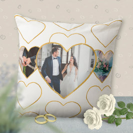 Multi Foto Huwelijk Liefde Gouden Hartens Geschenk Kussen