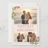 MULTI-FOTO KAART MET KERST RAND LOOFWERK (Voorkant)