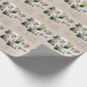 Multi foto modern elegant script beige cadeaupapier (Hoek)