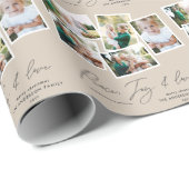 Multi foto modern elegant script beige cadeaupapier (Rol Hoek)