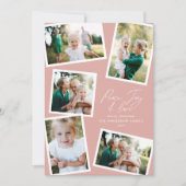 Multi foto modern elegant script blush roze partij feestdagenkaart (Voorkant)