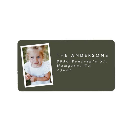 Multi foto modern elegant script groene partij etiket (Voorkant)