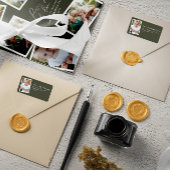 Multi foto modern elegant script groene partij etiket