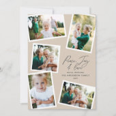 Multi foto modern elegant script natuurlijke parti feestdagenkaart (Voorkant)