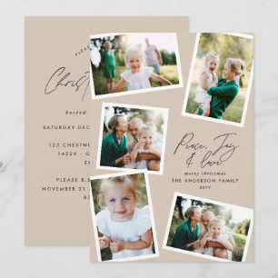 Multi foto modern elegant script natuurlijke parti feestdagenkaart