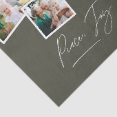 Multi foto modern elegant script olijfgroen tissuepapier (Detail)