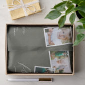 Multi foto modern elegant script olijfgroen tissuepapier (Geschenk)