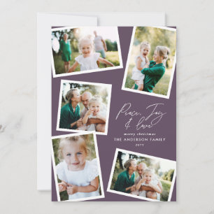 Multi foto modern elegant script paarse partij feestdagenkaart