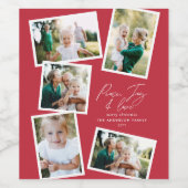 Multi foto modern elegant script rood wijn etiket (Enkel label)