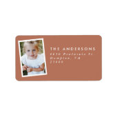 Multi foto modern elegant script terracotta feest etiket (Voorkant)