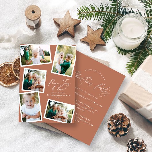 Multi foto modern elegant script terracotta feest feestdagenkaart