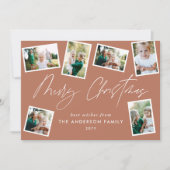 Multi foto modern elegant script terracotta feest feestdagenkaart (Voorkant)