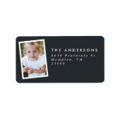 Multi foto modern elegant script zwart feest etiket (Voorkant)