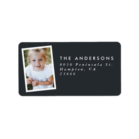 Multi foto modern elegant script zwart feest etiket (Voorkant)