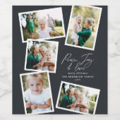 Multi foto modern elegant script zwart wijn etiket (Enkel label)
