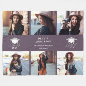 Multi-foto modern paars script afstuderen fleece deken (Voorkant (Horizontaal))