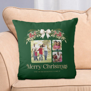 Multi Foto Modern Script Prettig Kerstfeest Kussen