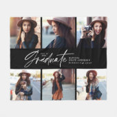 Multi-foto modern zwart-wit script afstuderen fleece deken (Voorkant (Horizontaal))