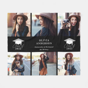 Multi-foto modern zwart-wit script afstuderen fleece deken