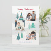 Multi Foto Moderne Kerstboom Familie Feestdagenkaart (Staand voorkant)
