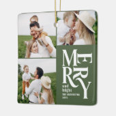 Multi Foto Moderne Kleurrijke Groene Typografie Keramisch Ornament (Links)