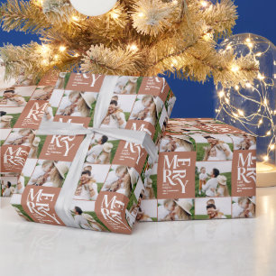 Multi foto Moderne kleurrijke terracotta typografi Cadeaupapier