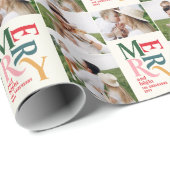 Multi Foto Moderne Kleurrijke Typografie Cadeaupapier (Rol Hoek)