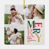 Multi Foto Moderne Kleurrijke Typografie Uniek Keramisch Ornament (Achterkant)