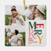 Multi Foto Moderne Kleurrijke Typografie Uniek Keramisch Ornament (Voorkant)