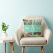 Multi-foto monogram huwelijksgezin cadeau kussen (Stoel)