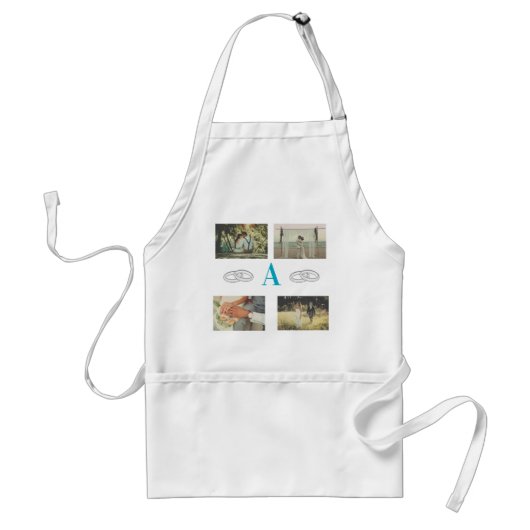 Multi-foto monogram huwelijksgezin cadeau standaard schort (Voorkant)