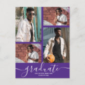 Multi Foto Paarse Afstudeerfeest Uitnodiging (Voorkant)