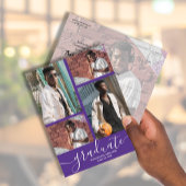 Multi Foto Paarse Afstudeerfeest Uitnodiging