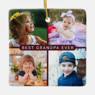 Multi Foto Prent Opa Bordeaux Kerst Keramisch Ornament