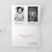 Multi foto rode streep kerstvakantie gevouwen feestdagen kaart (Binnen)