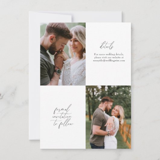 Multi Foto Romantic Scripted Save the Date Kaart (Achterkant)