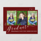 Multi Foto Rood 2024 Afstuderen aankondiging (Voorkant / Achterkant)