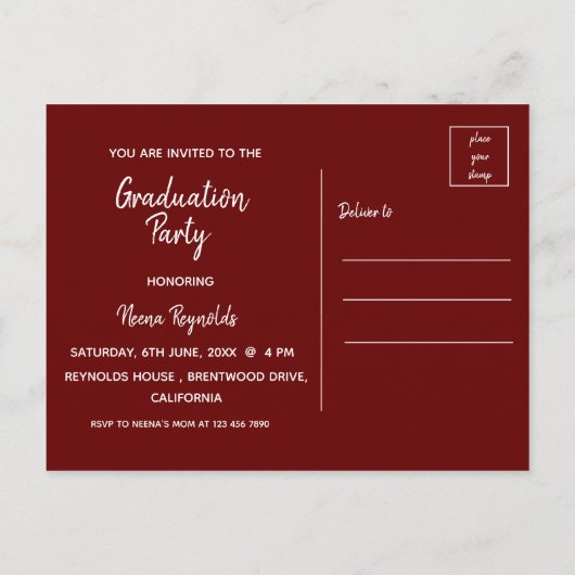 Multi Foto Rood 2024 Afstuderen aankondiging (Achterkant)