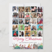 Multi Foto Rood & Groen Botanische Kerst Feestdagenkaart (Voorkant)