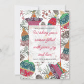 Multi Foto Rood & Groen Botanische Kerst Feestdagenkaart (Achterkant)