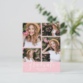 Multi Foto Roze Graduation Party Uitnodiging (Staand voorkant)