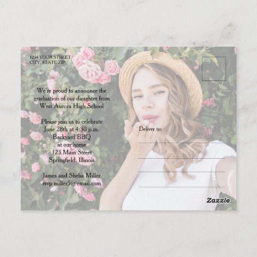 Multi Foto Roze Graduation Party Uitnodiging (Achterkant)