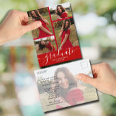 Multi Foto Scarlet Rood Afstuderen Invitation Briefkaart