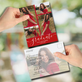 Multi Foto Scarlet Rood Afstuderen Invitation Briefkaart