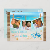 Multi-foto Tropical Beach Save the Date Briefkaart (Voorkant / Achterkant)
