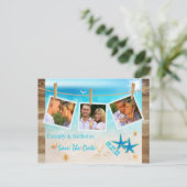 Multi-foto Tropical Beach Save the Date Briefkaart (Staand voorkant)