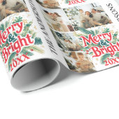 Multi Foto typografie Kleurrijke Unieke Kerst Cadeaupapier (Rol Hoek)