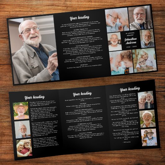 Multi-Foto Uitvaart/Herdenking/Levensviering Drieluik Programma