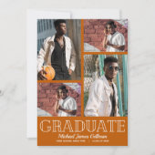 Multi Foto Verbrand Sinaasappel Afstudeerfeest Kaart (Voorkant)