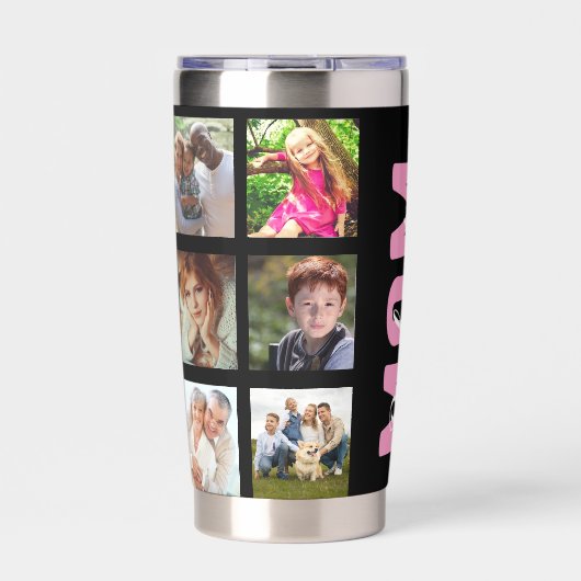 Multi-foto vierkante maatwerk geïsoleerde drinkbeker (Voorkant)